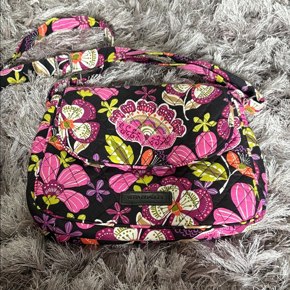 Vera Bradley Black and Pink Floral Crossbody Bag